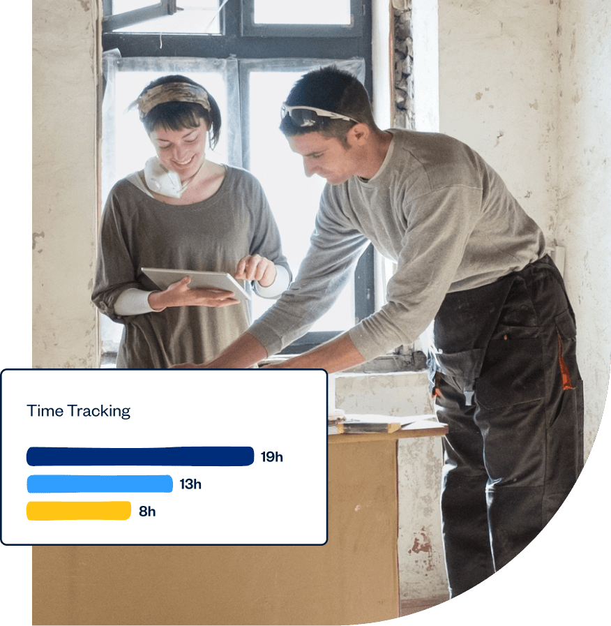 two contractors reviewing a diagram